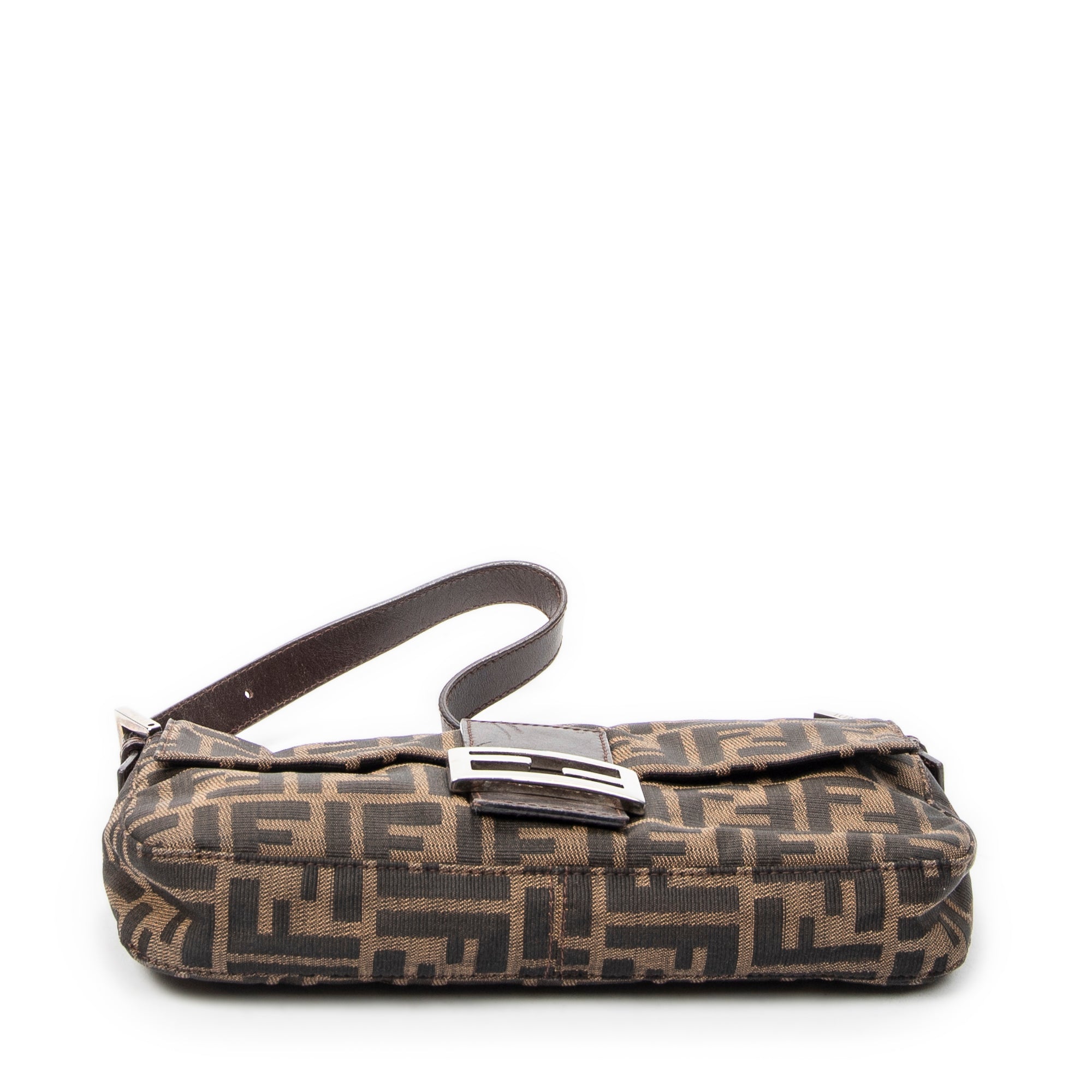 Bolso de Hombro Baguette de Lona Zucca Marrón