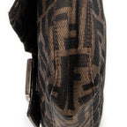 Bolso de Hombro Baguette de Lona Zucca Marrón