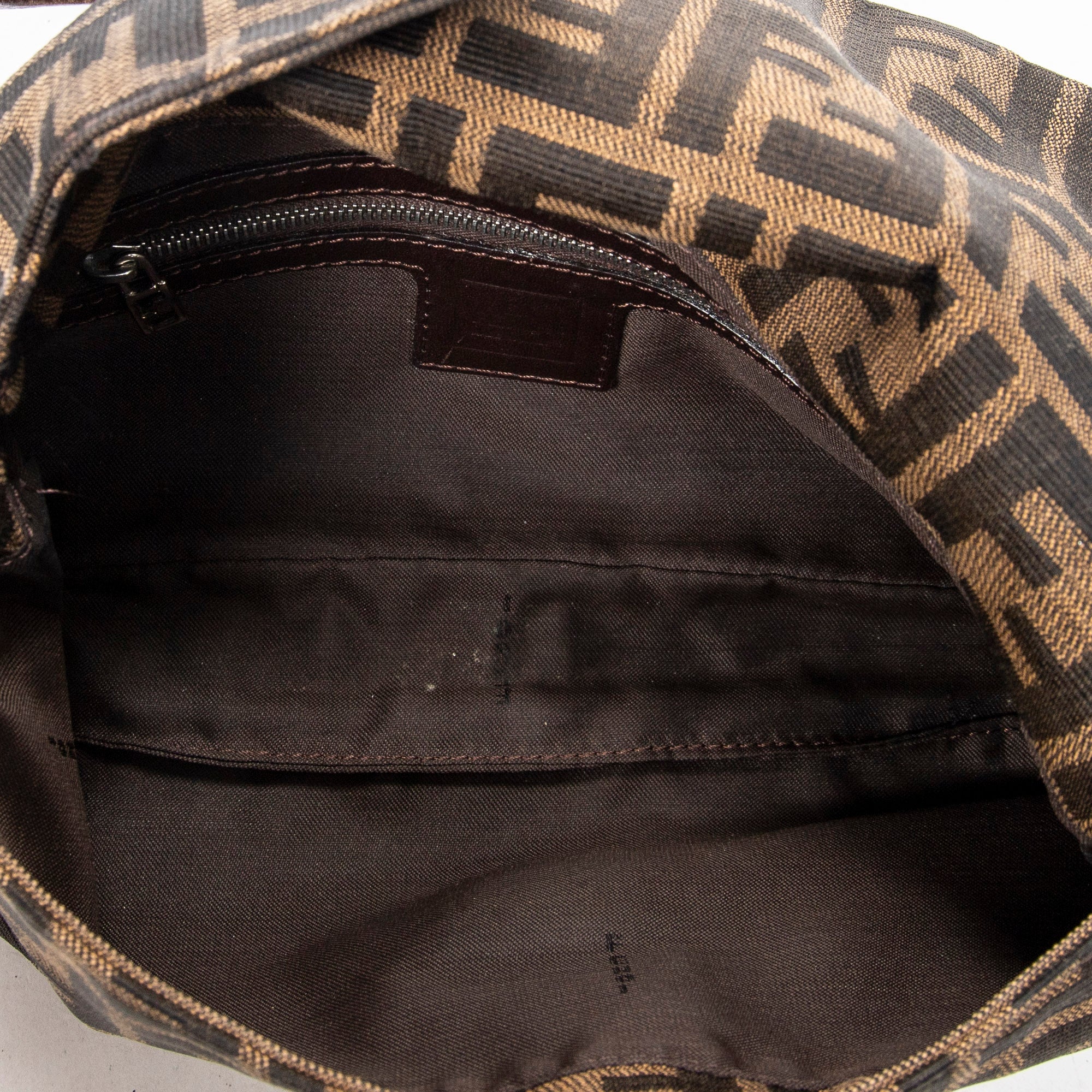 Bolso de Hombro Baguette de Lona Zucca Marrón