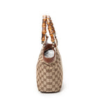 Shoulder Bag Small Bamboo Tote Brown Monogrammed Canvas