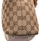 Shoulder Bag Small Bamboo Tote Brown Monogrammed Canvas