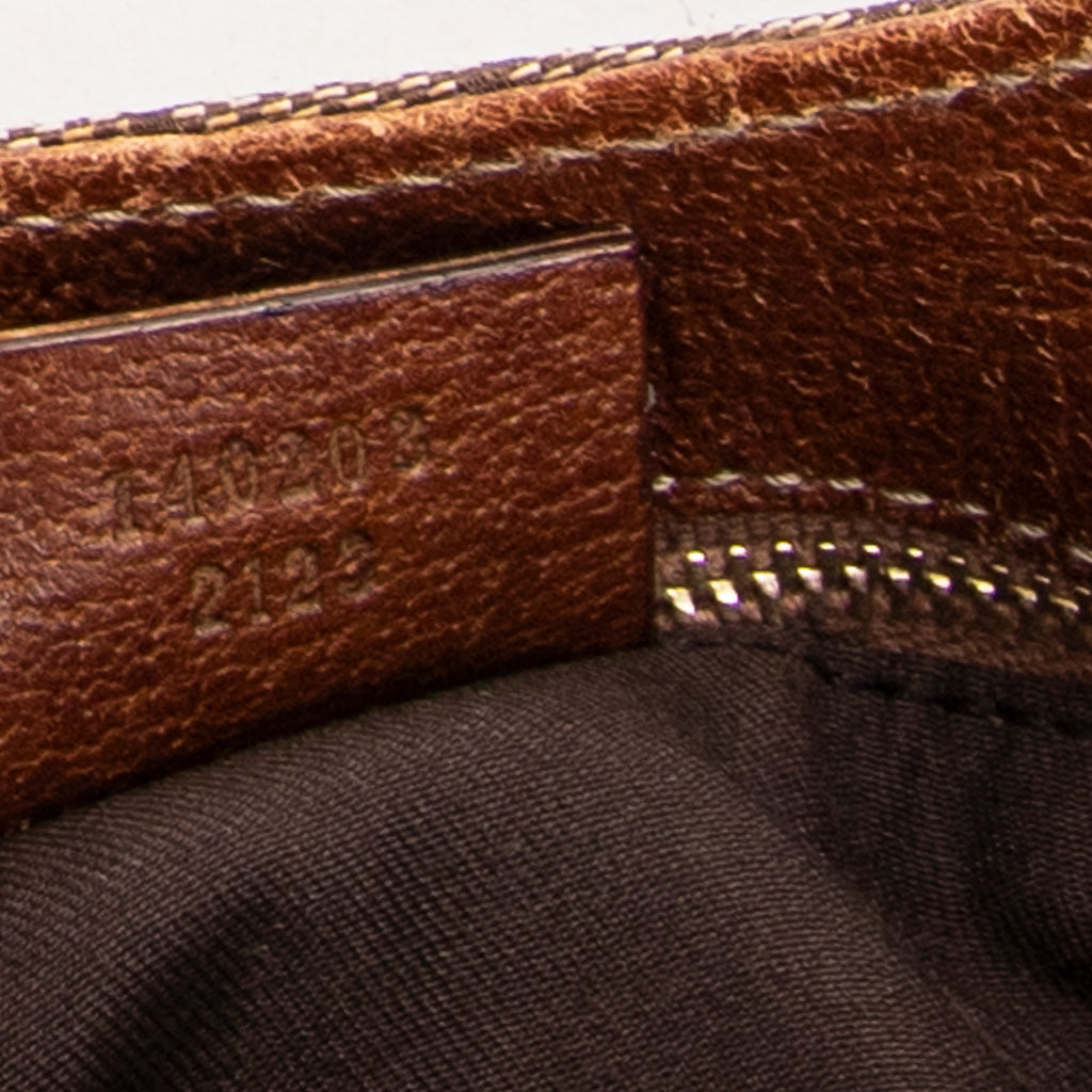 Shoulder Bag Small Bamboo Tote Brown Monogrammed Canvas