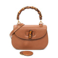 Shoulder Bag Medium Bamboo Top Handle Flap Tan Grained Calfskin Leather