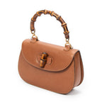 Shoulder Bag Medium Bamboo Top Handle Flap Tan Grained Calfskin Leather