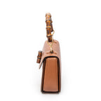 Shoulder Bag Medium Bamboo Top Handle Flap Tan Grained Calfskin Leather