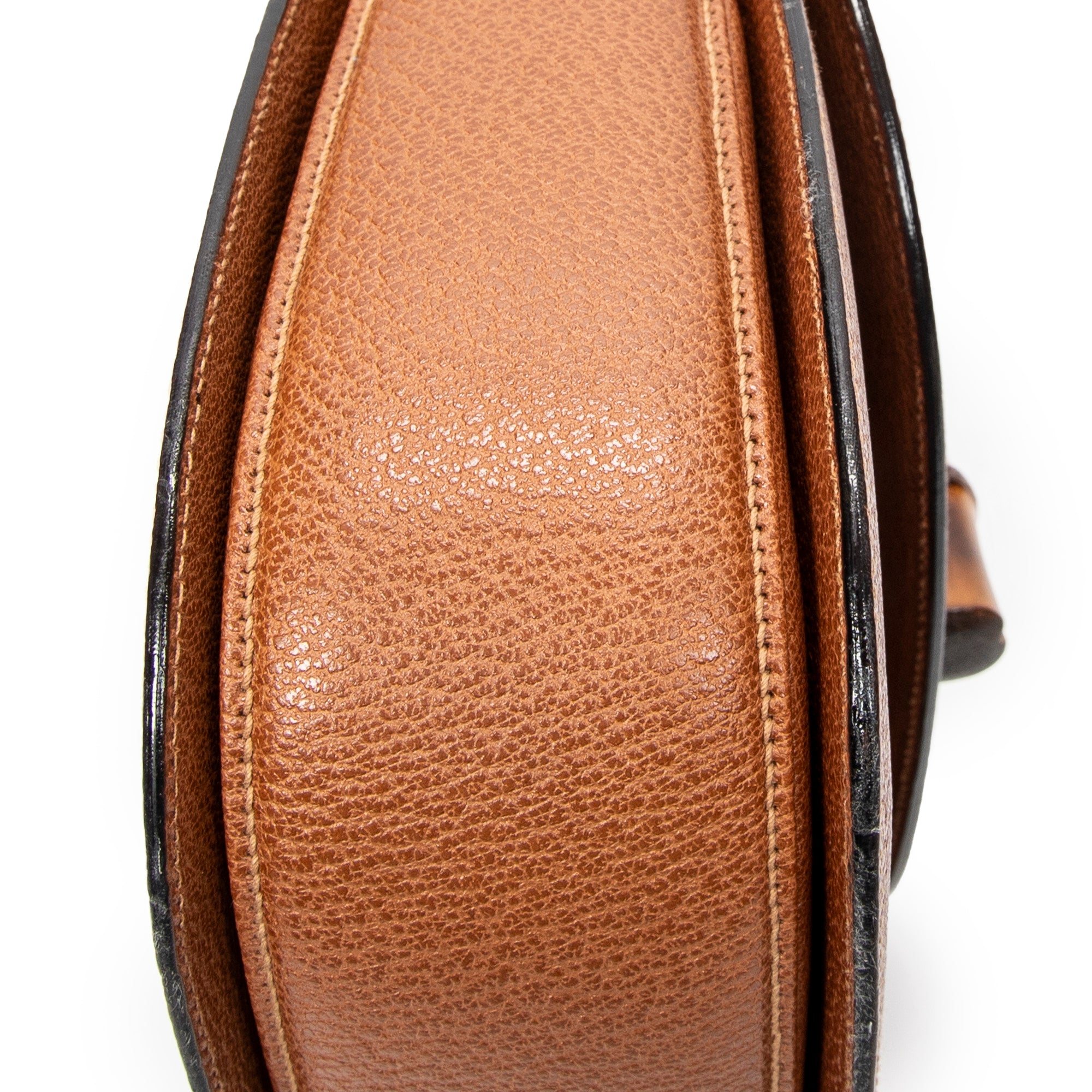 Shoulder Bag Medium Bamboo Top Handle Flap Tan Grained Calfskin Leather