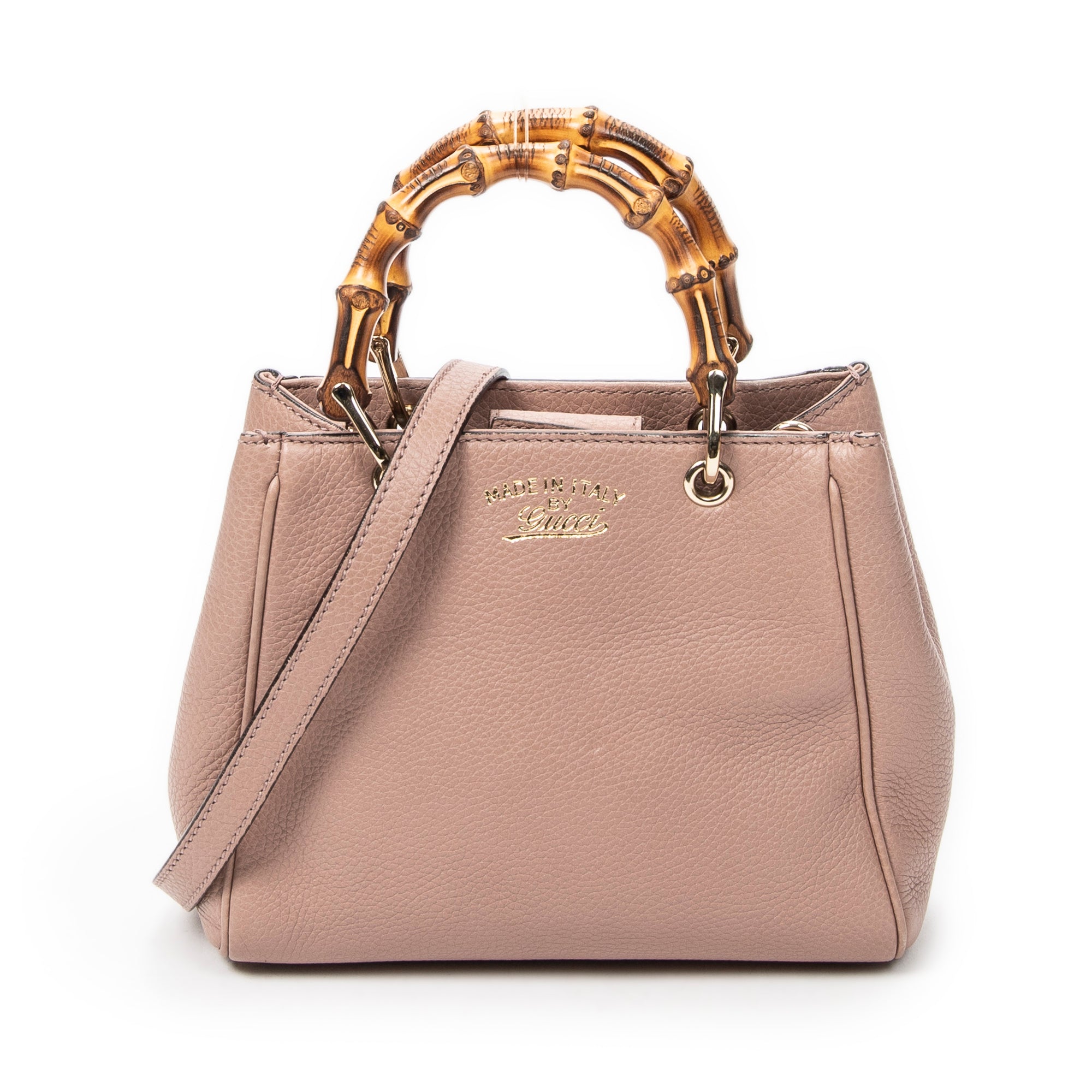 Shoulder Bag Mini Bamboo Shopper Light Pink Grained Calfskin Leather