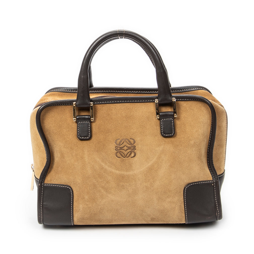 Shoulder Bag Vintage Amazona 28 Brown Suede Leather