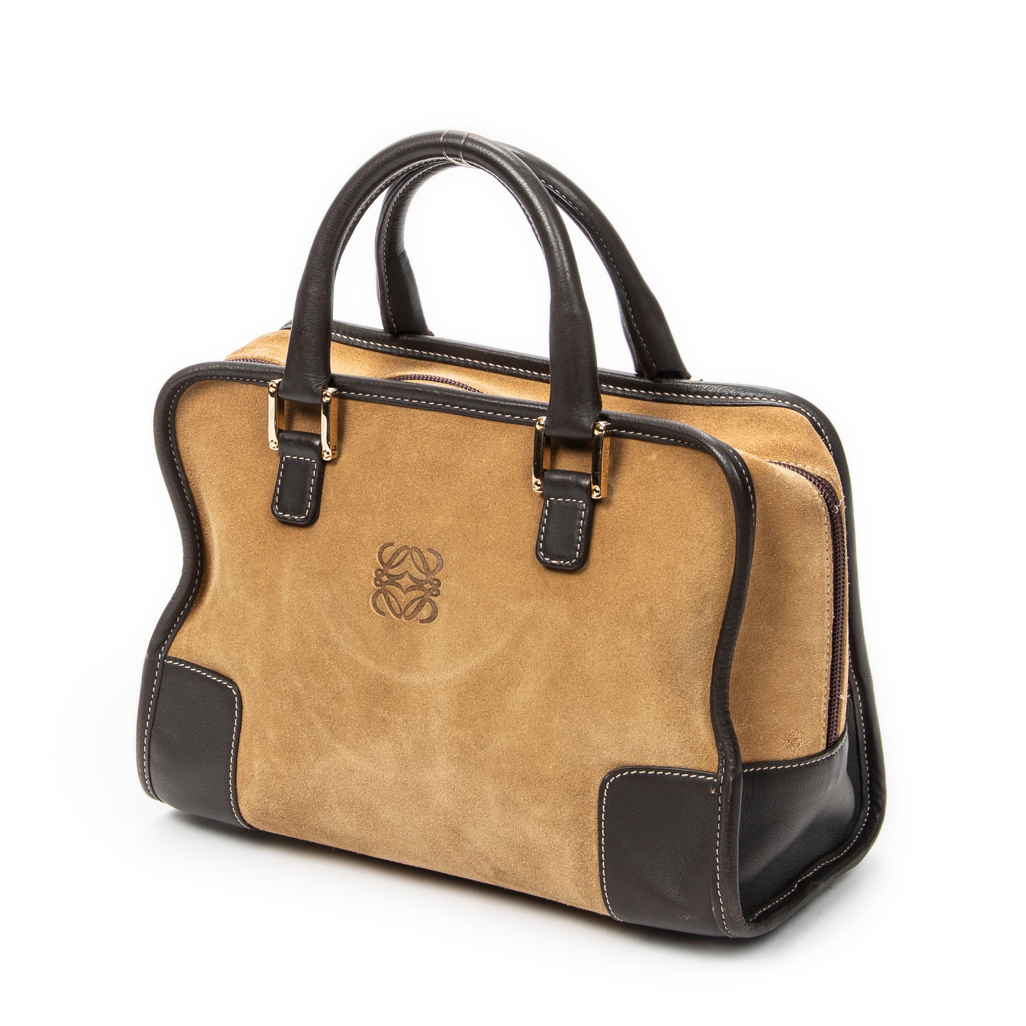 Shoulder Bag Vintage Amazona 28 Brown Suede Leather