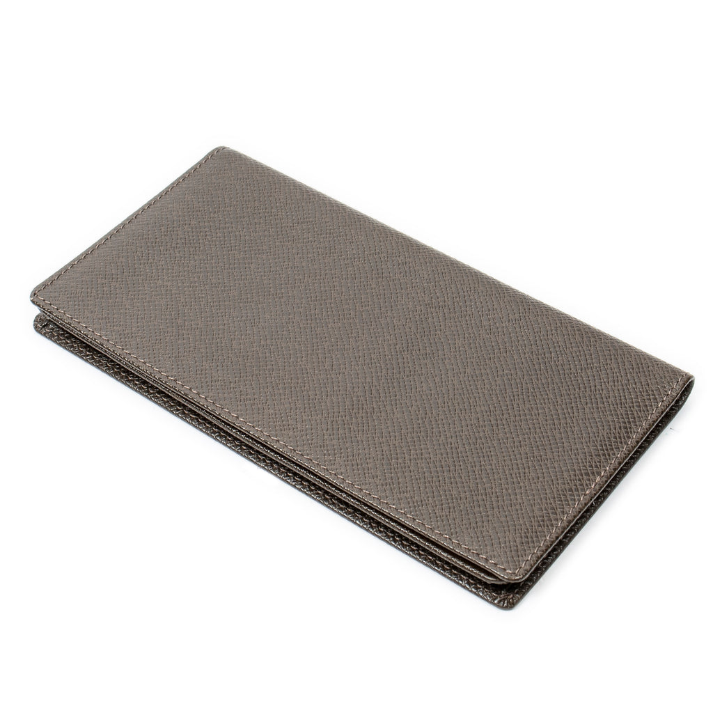 Wallet Bifold Long Card Holder 6 Slots Brown Taiga Leather