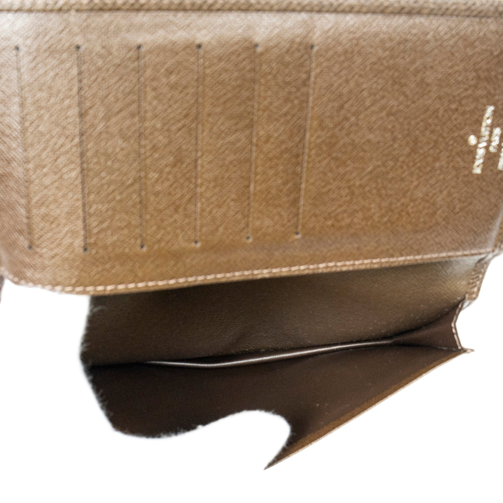 Wallet Bifold Long Card Holder 6 Slots Brown Taiga Leather