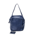 Shoulder Bag Cube Shoulder Bag Navy Intrecciato Leather
