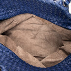 Shoulder Bag Cube Shoulder Bag Navy Intrecciato Leather