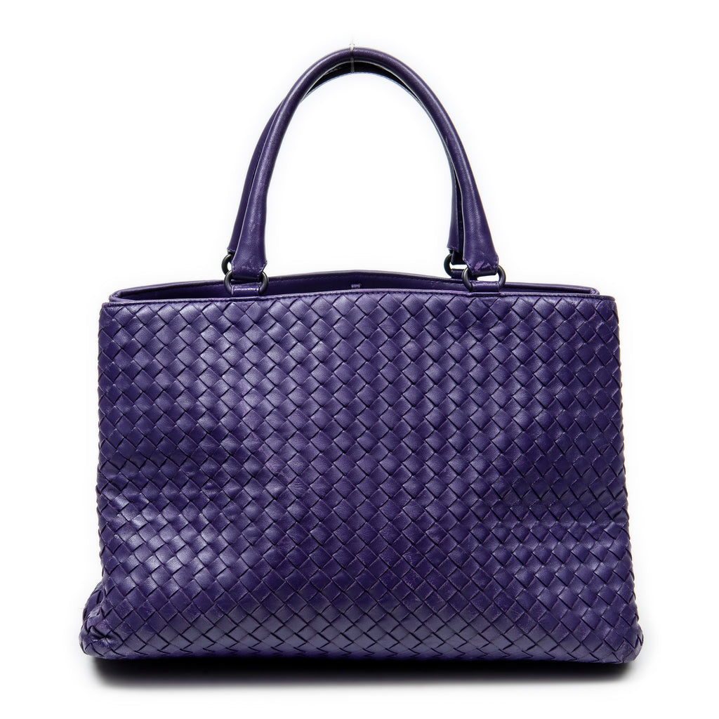 Handbag Milano Tote Purple Intrecciato Leather