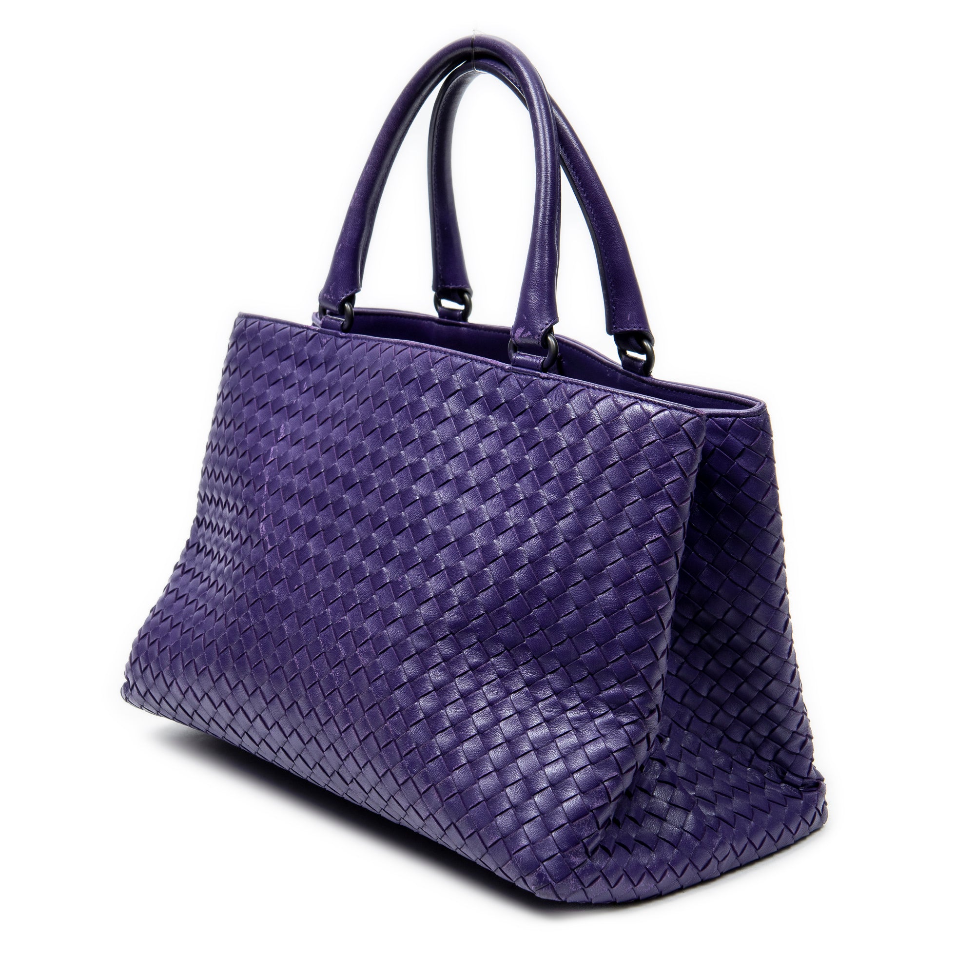 Handbag Milano Tote Purple Intrecciato Leather