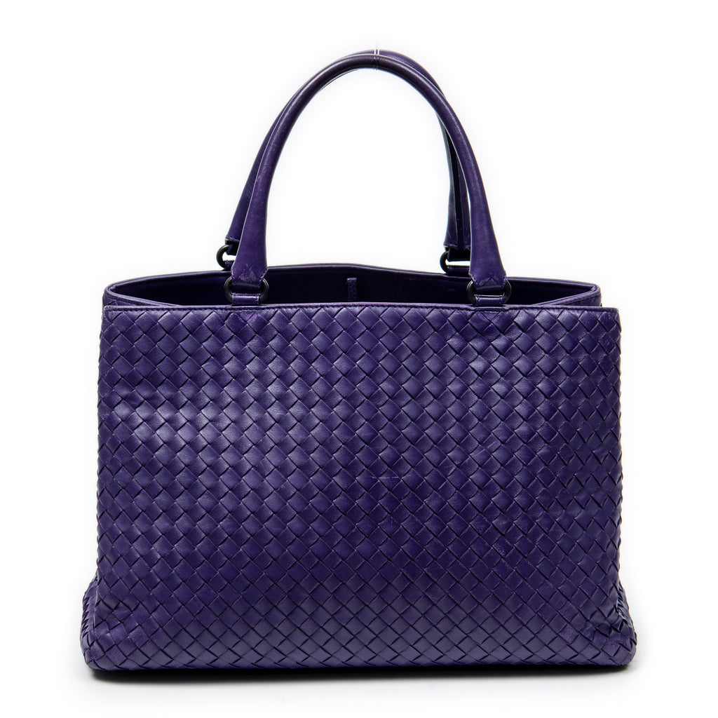 Handbag Milano Tote Purple Intrecciato Leather