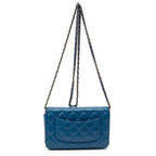 Shoulder Bag Classic Wallet on Chain Blue Quilted Lambskin Leather