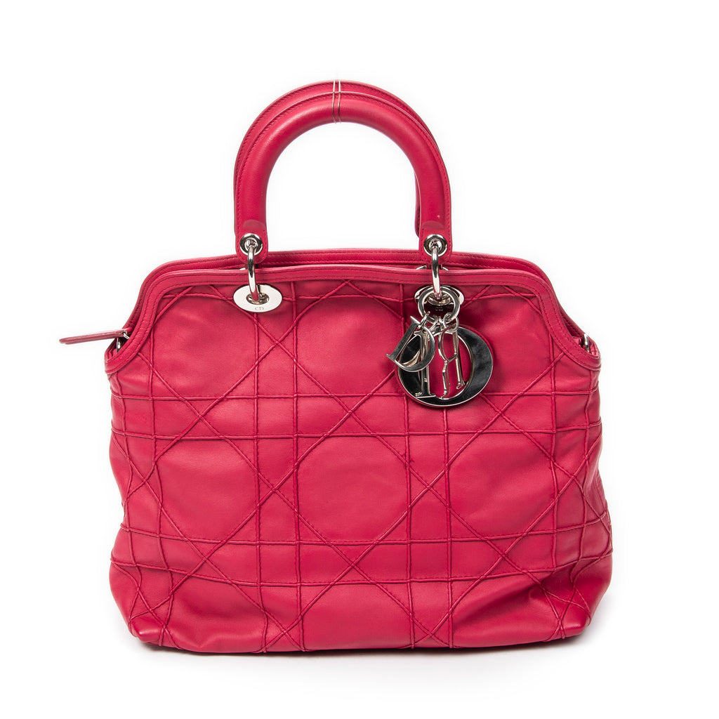 Shoulder Bag Medium Granville Tote Raspberry Pink Maxi Cannage Lambskin Leather