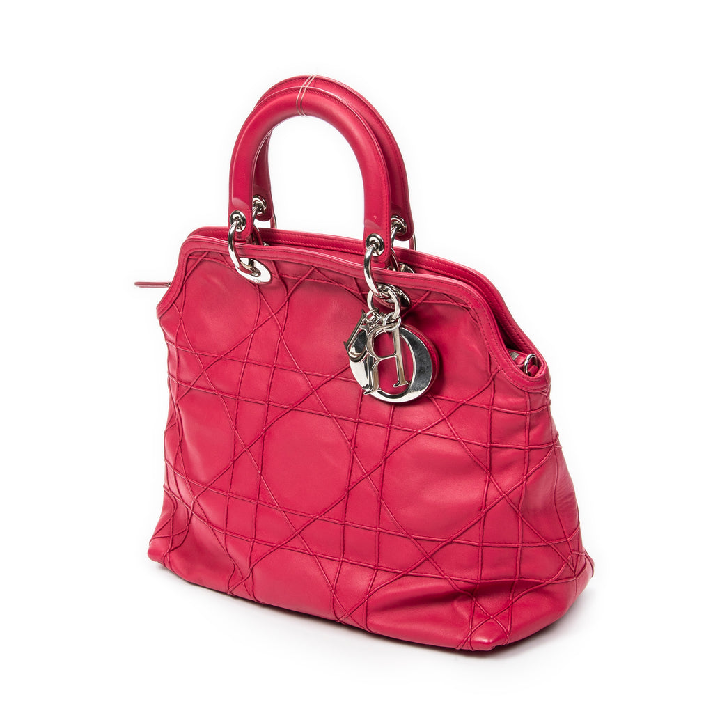 Shoulder Bag Medium Granville Tote Raspberry Pink Maxi Cannage Lambskin Leather