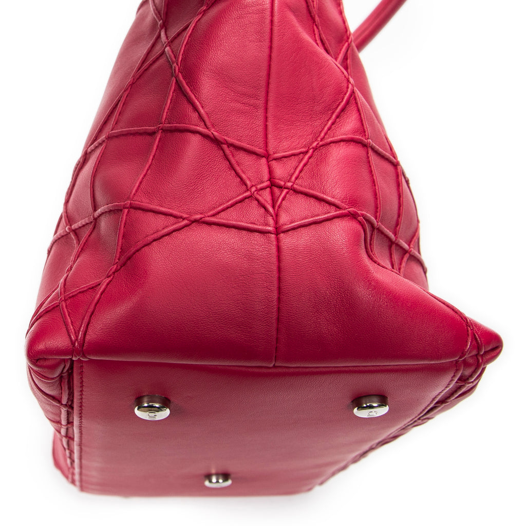 Shoulder Bag Medium Granville Tote Raspberry Pink Maxi Cannage Lambskin Leather