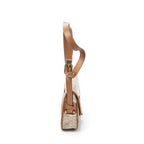Shoulder Bag Vintage Flap Crossbody Brown Honeycomb Coated Canvas