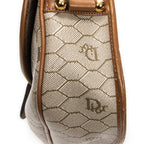 Shoulder Bag Vintage Flap Crossbody Brown Honeycomb Coated Canvas