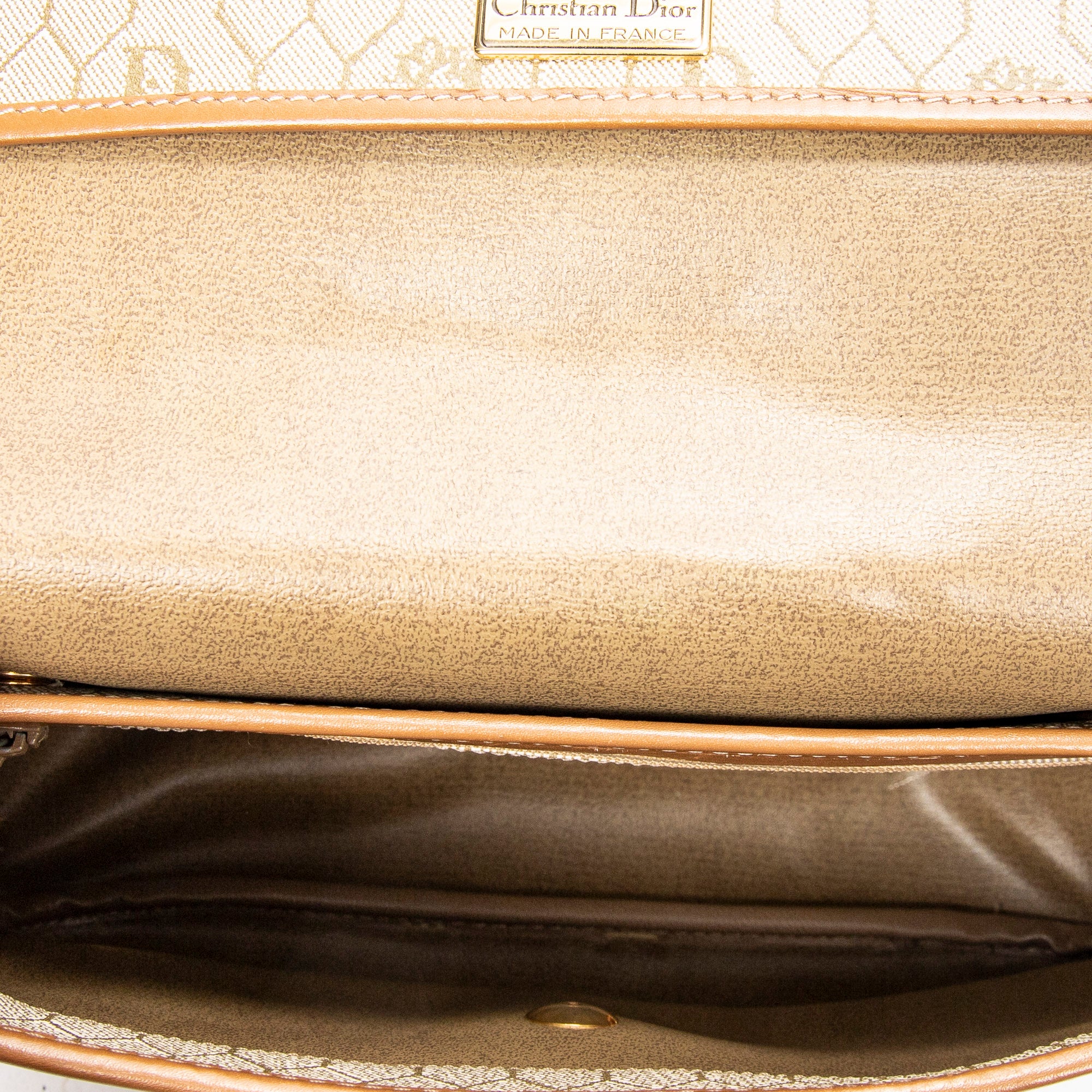 Shoulder Bag Vintage Flap Crossbody Brown Honeycomb Coated Canvas