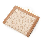 Wallet Compact French Purse Brown Honeycomb Coated Canvas