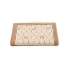 Wallet Compact French Purse Brown Honeycomb Coated Canvas
