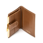 Wallet Compact French Purse Brown Honeycomb Coated Canvas