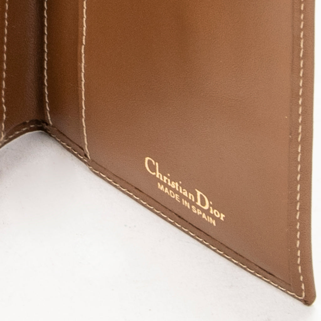 Wallet Compact French Purse Brown Honeycomb Coated Canvas