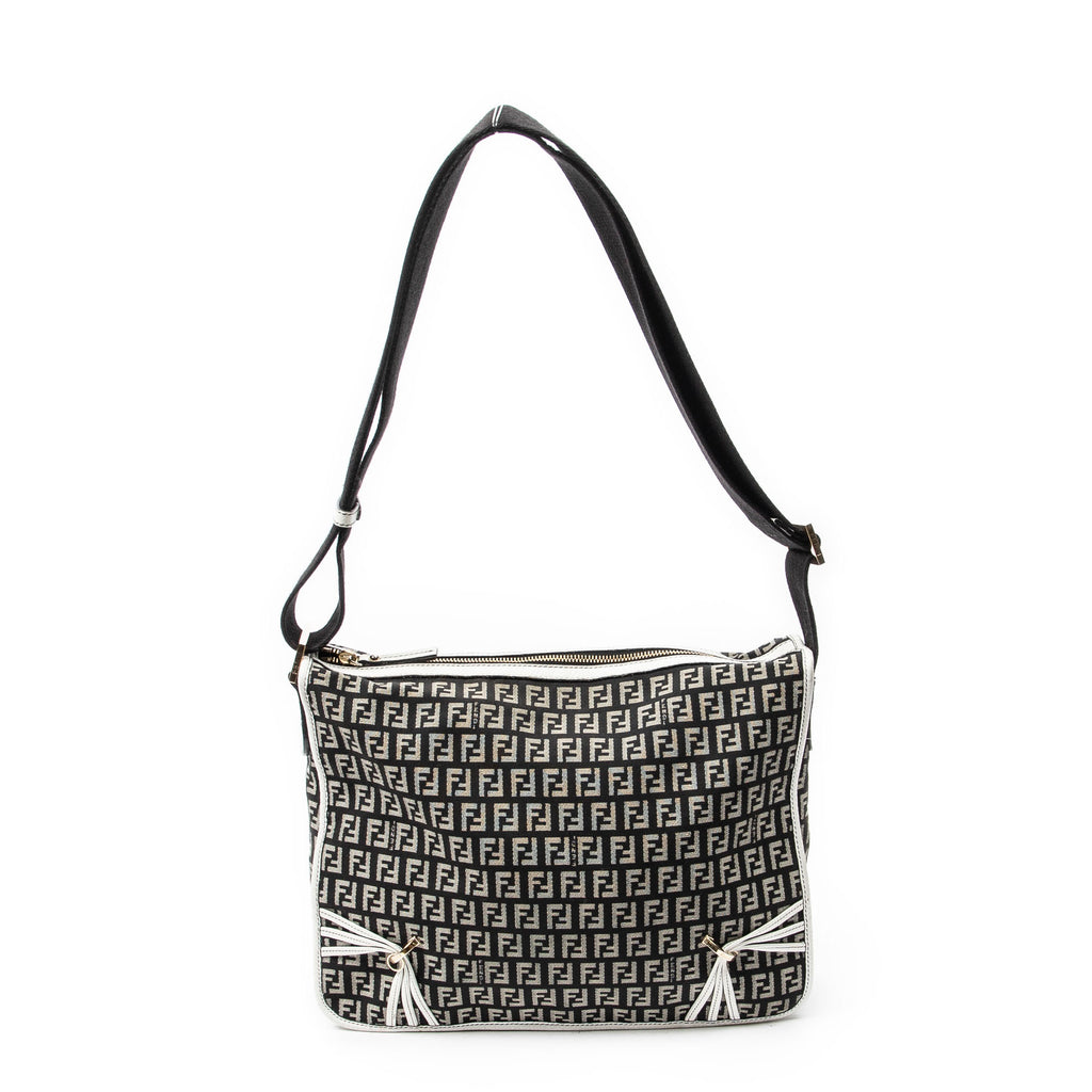 Shoulder Bag Triple-Strand Messenger Black Zucchino Canvas