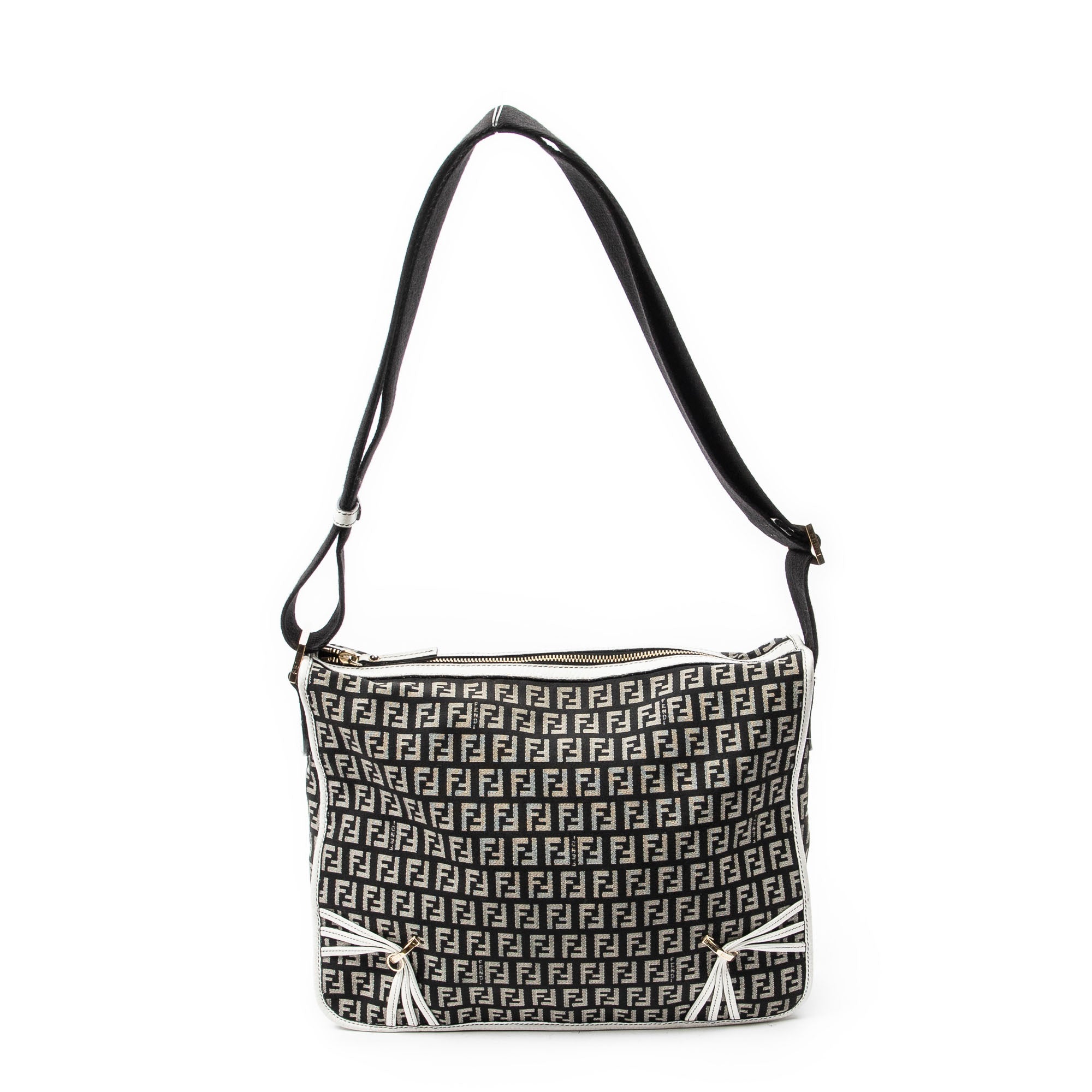 Shoulder Bag Triple-Strand Messenger Black Zucchino Canvas