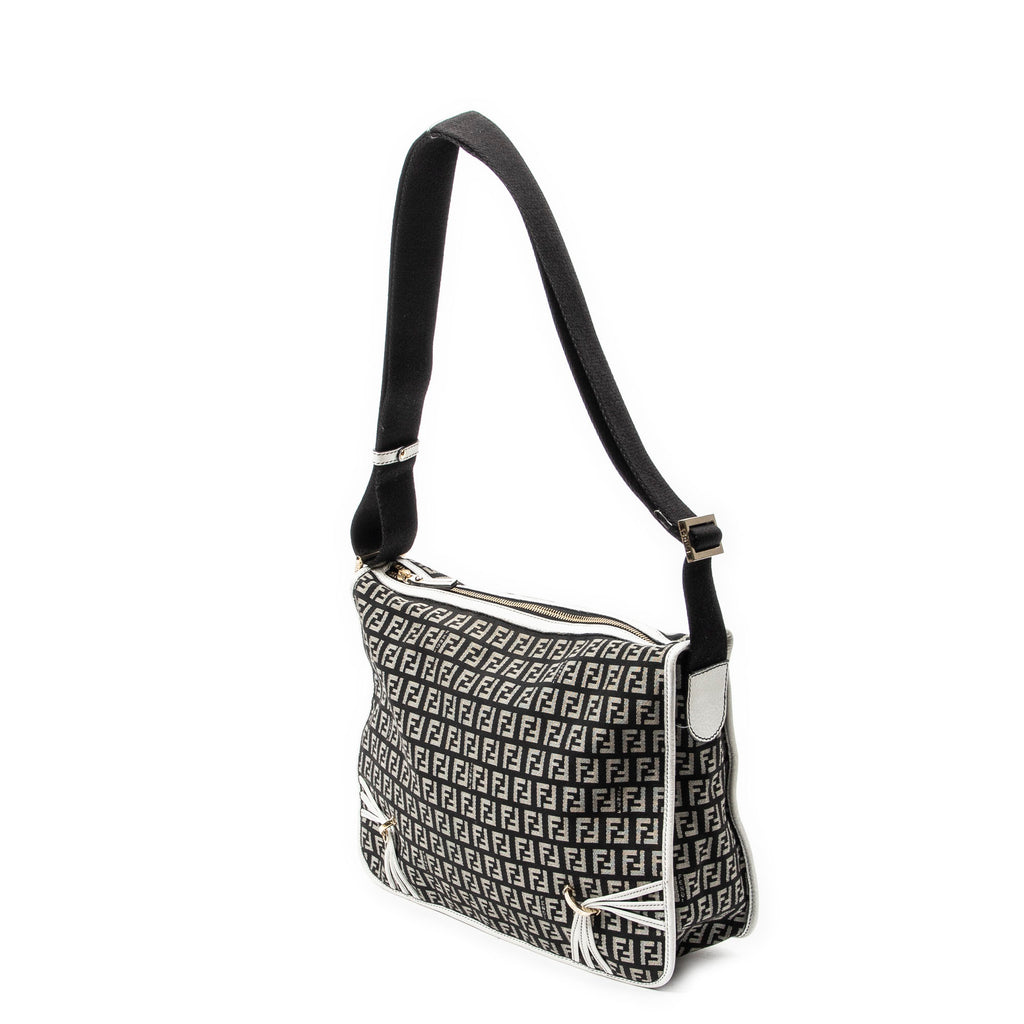 Shoulder Bag Triple-Strand Messenger Black Zucchino Canvas