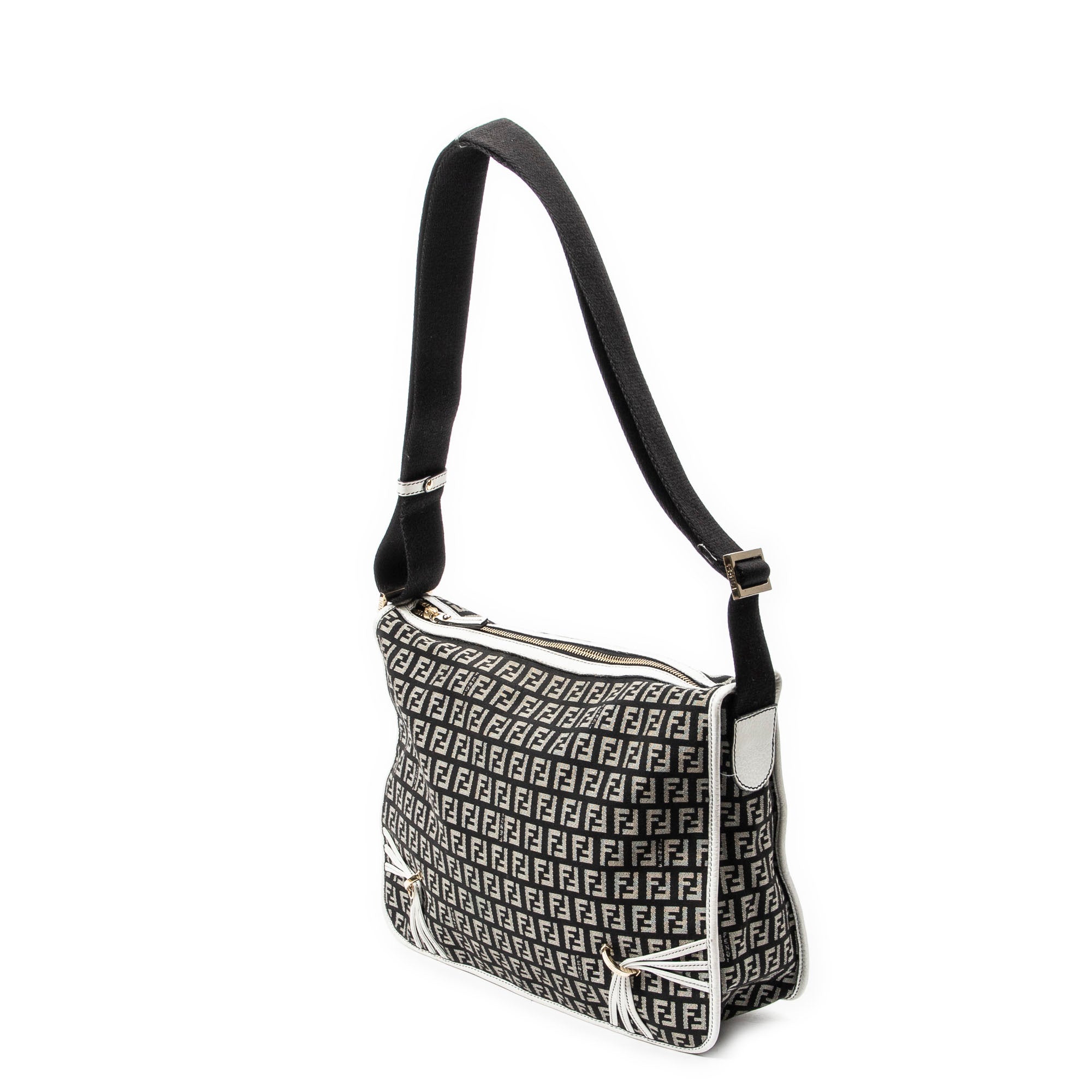 Shoulder Bag Triple-Strand Messenger Black Zucchino Canvas