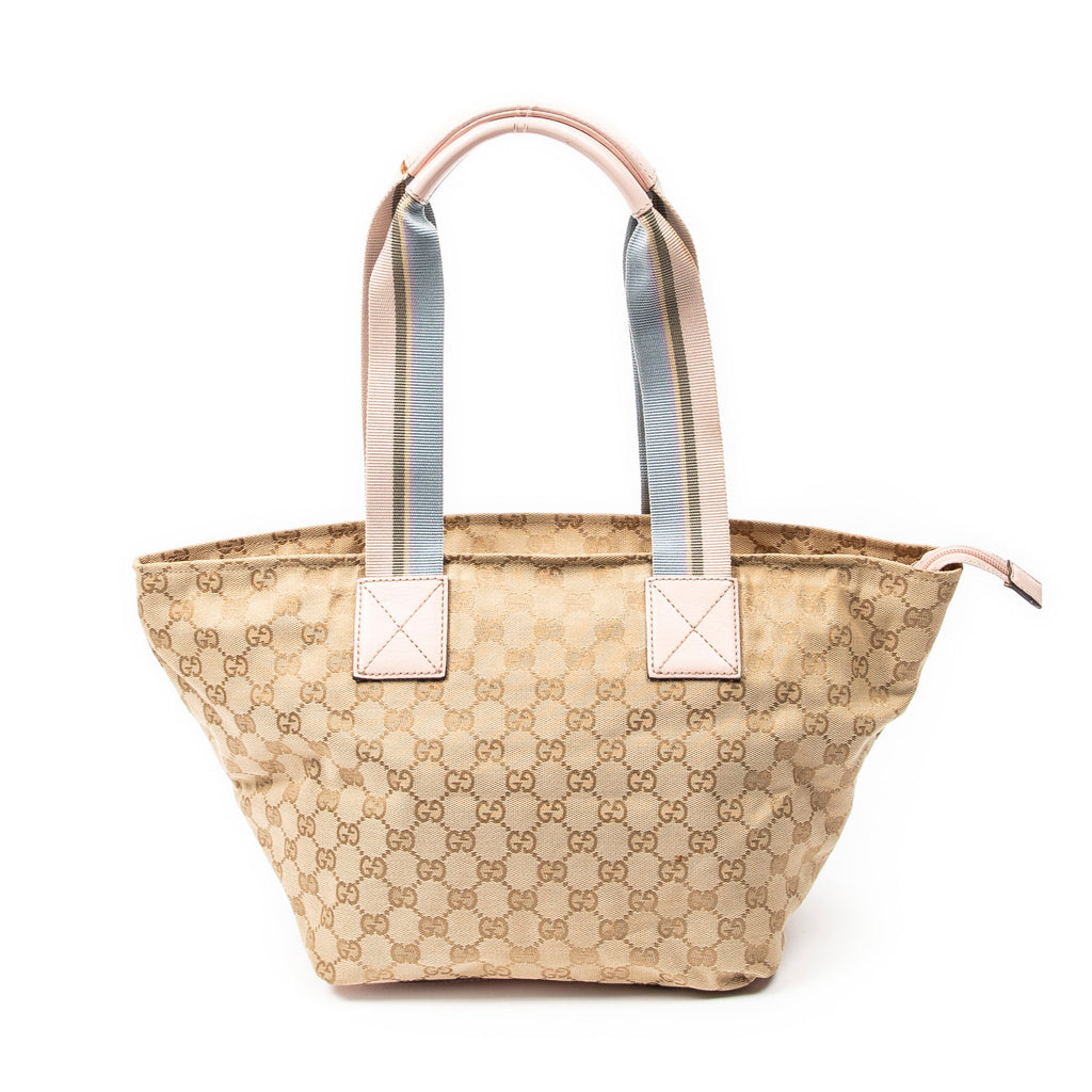 Shoulder Bag Medium Web Trapeze Tote Light Pink Monogrammed Canvas
