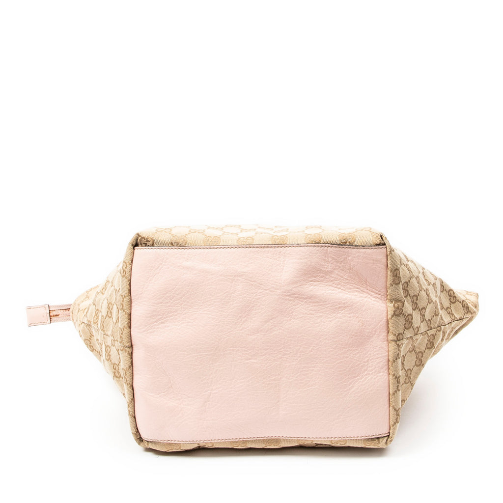 Shoulder Bag Medium Web Trapeze Tote Light Pink Monogrammed Canvas