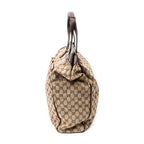 Handbag Front Pocket Shopping Tote Brown Monogrammed Canvas