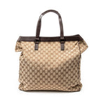 Handbag Front Pocket Shopping Tote Brown Monogrammed Canvas
