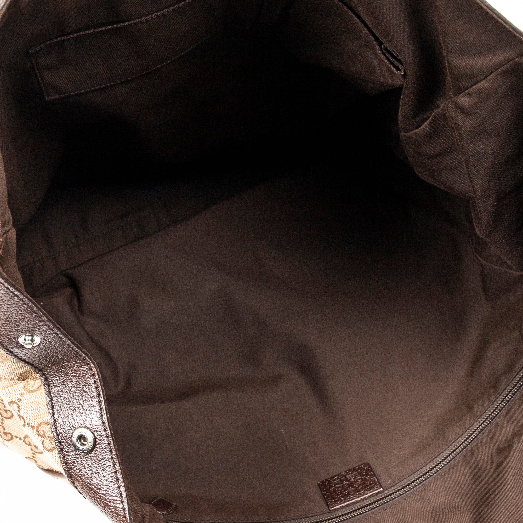 Handbag Front Pocket Shopping Tote Brown Monogrammed Canvas