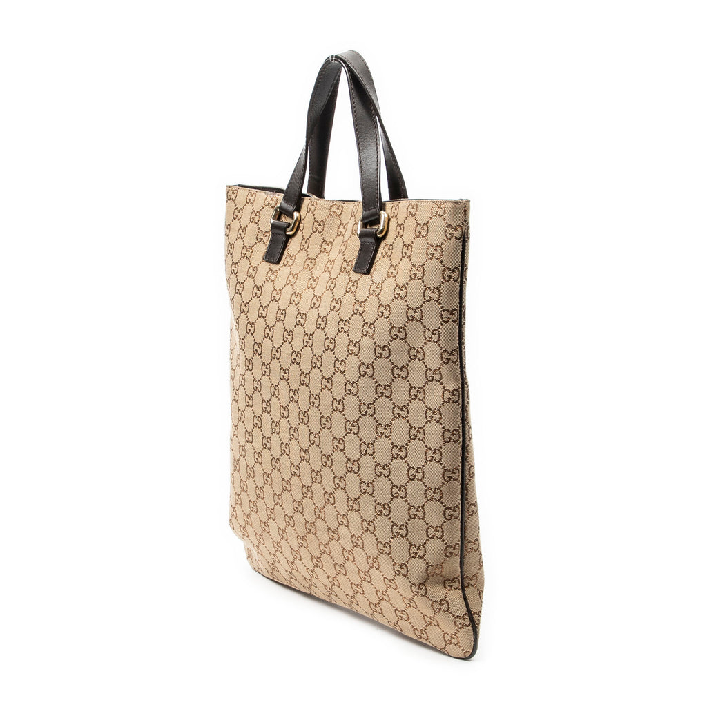 Handbag Flat Vertical Tote Brown Monogrammed Canvas