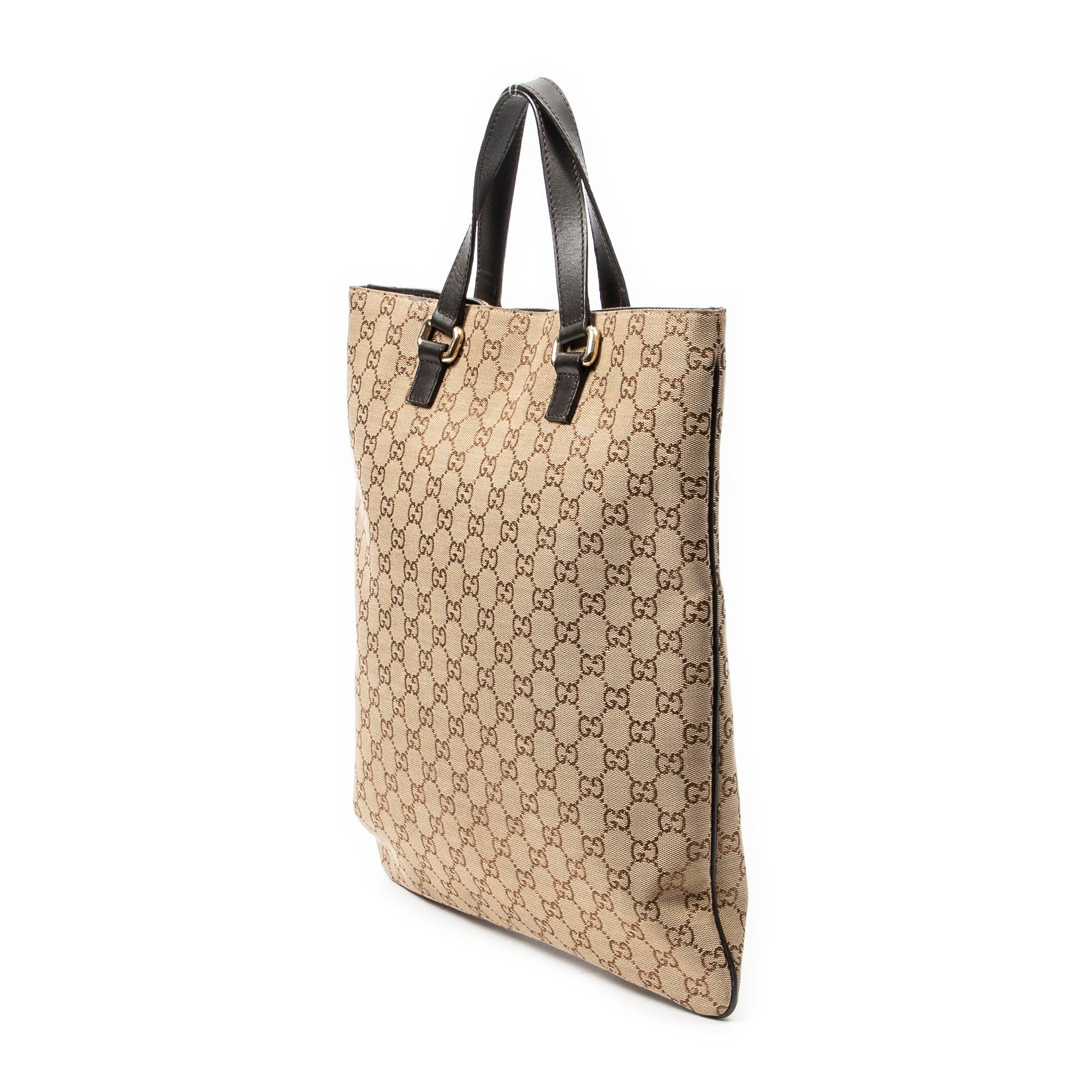 Handbag Flat Vertical Tote Brown Monogrammed Canvas