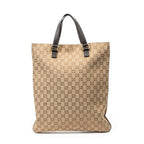 Handbag Flat Vertical Tote Brown Monogrammed Canvas
