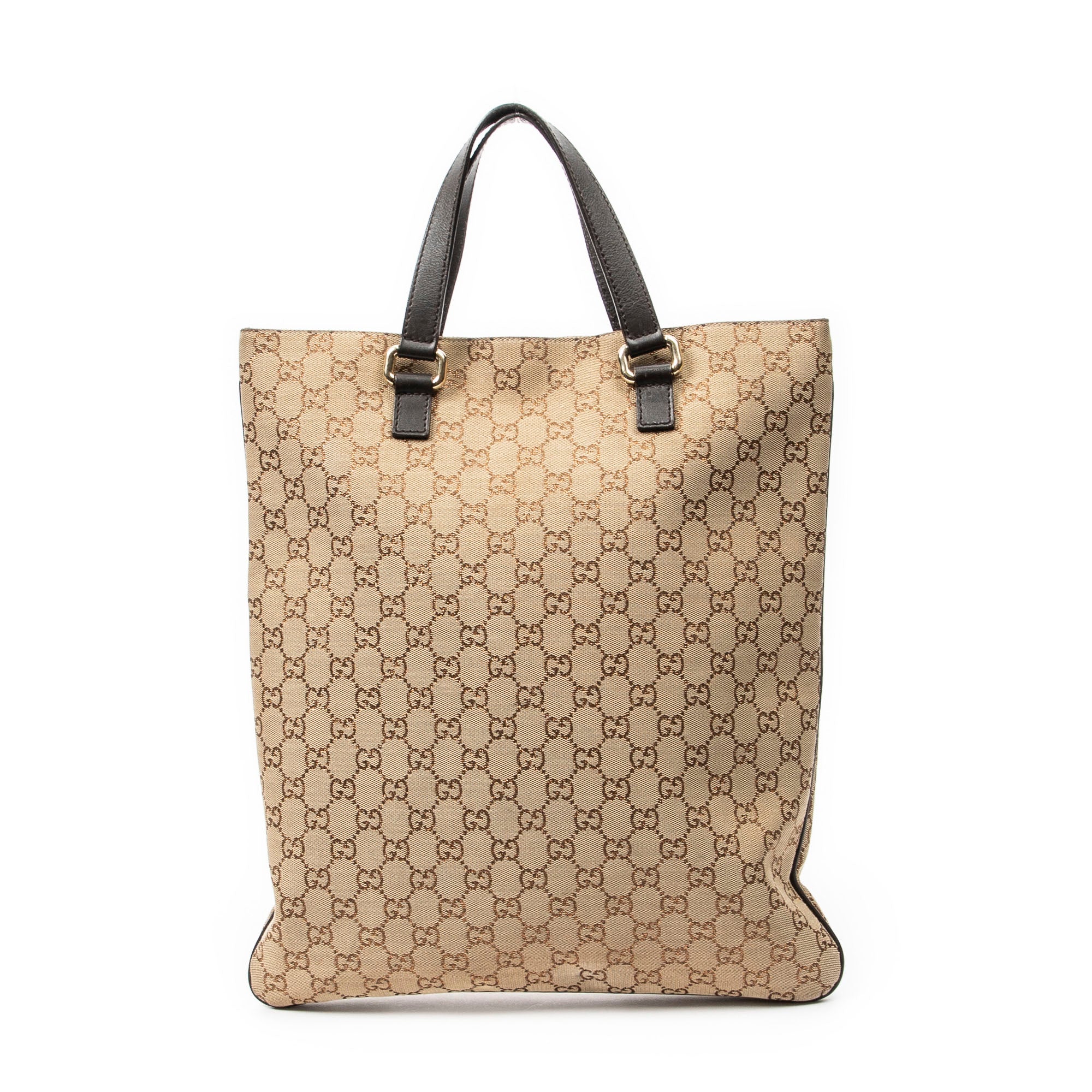 Handbag Flat Vertical Tote Brown Monogrammed Canvas