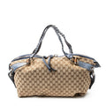Shoulder Bag Large Bamboo Bar Boston Blue Monogrammed Canvas