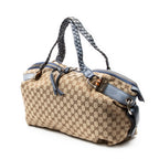 Shoulder Bag Large Bamboo Bar Boston Blue Monogrammed Canvas