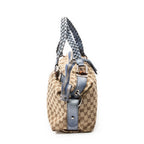 Shoulder Bag Large Bamboo Bar Boston Blue Monogrammed Canvas