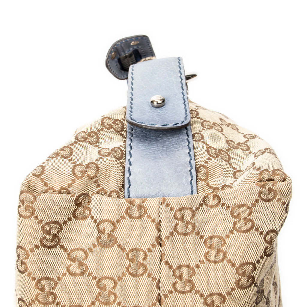 Shoulder Bag Large Bamboo Bar Boston Blue Monogrammed Canvas
