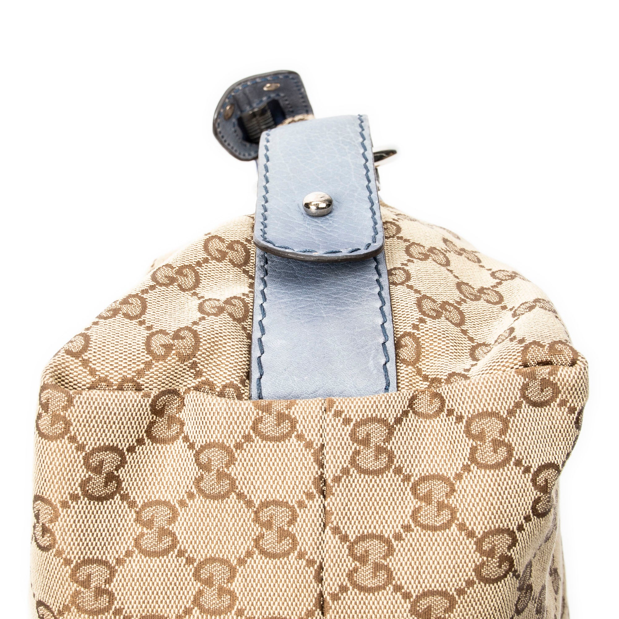 Shoulder Bag Large Bamboo Bar Boston Blue Monogrammed Canvas