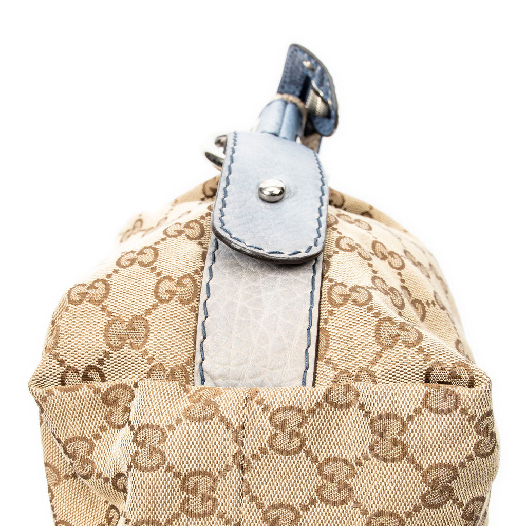 Shoulder Bag Large Bamboo Bar Boston Blue Monogrammed Canvas